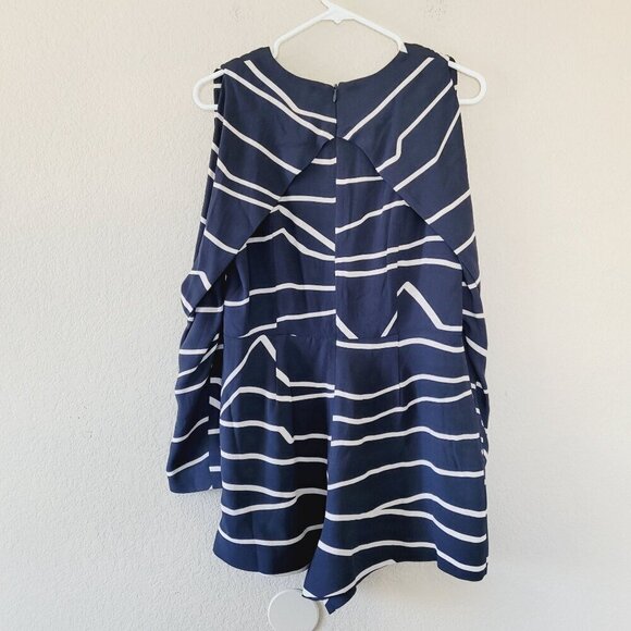 C/MEO Collective Romper Size Large Long Sleeve Stripe Cold Shoulder Cut Out - Picture 10 of 10